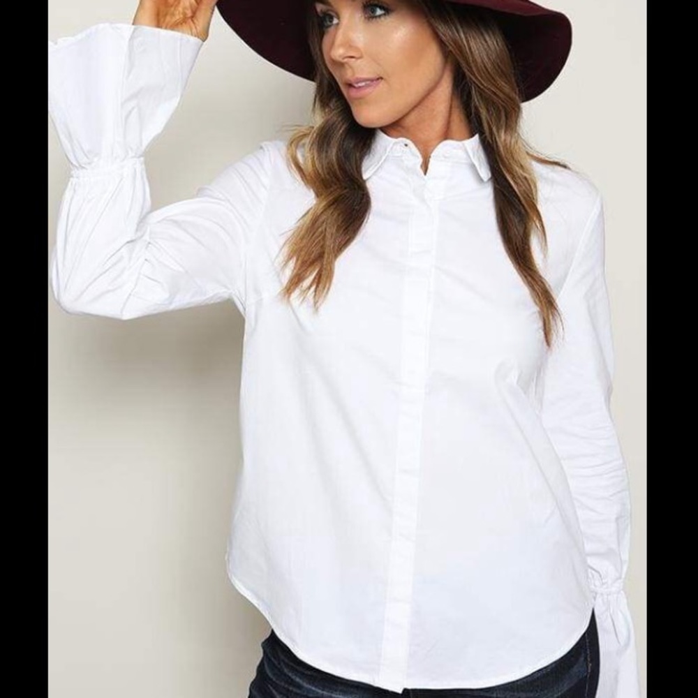 Bell Sleeve Button Down Top
